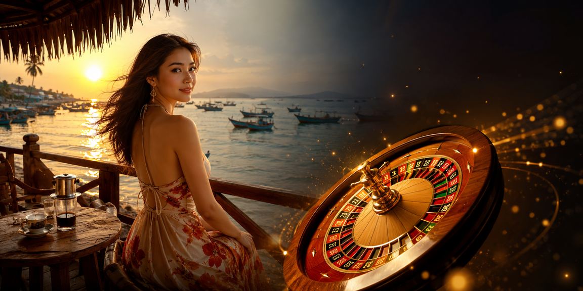 Người chơi Roulette trực tuyến tại quán cà phê ven biển Mũi Né